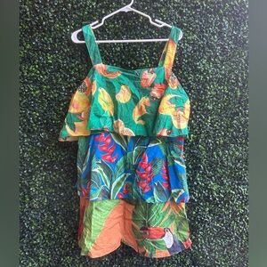 FARM Rio Green Multicolor Tropical Tiered Girls' Dress